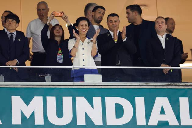 FIFA World Cup, WM, Weltmeisterschaft, Fussball 2026 - Group F - Tunisia vs. Japan Hisako, Princess Takamado (L) applauds during the 2026 FIFA World Cup Group F soccer match between Tunisia and Japan at the at BBVA stadium in Monterrey, Mexico, 20 June 2026. Monterrey Mexico  Copyright: xSashenkaxGutiérrezx