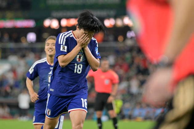 FIFA World Cup, WM, Weltmeisterschaft, Fussball 2026 - Group F - Tunisia vs. Japan Ayase Ueda (C) of Japan celebrates after scoring during the 2026 FIFA World Cup group F soccer match between Tunisia and Japan at BBVA Stadium in Monterrey, Mexico, 20 June 2026. Monterrey Mexico  Copyright: xMiguelxSierrax