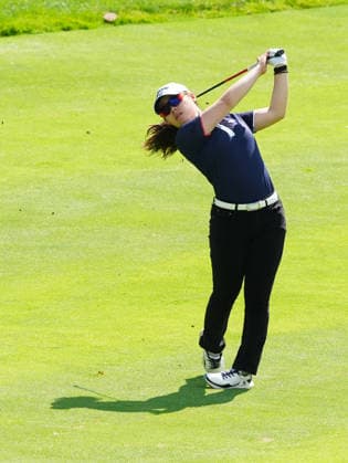BELMONT, MI - JUNE 20: LPGA, Golf Damen golfer Mary Liu plays her second shot on the 16th hole on June 20, 2026, during the third round of the LPGA Meijer LPGA Classic for Simply Give at Blythefield Country Club in Belmont, Michigan. (Photo by Brian Spurlock Icon Sportswire) GOLF: JUN 20 LPGA Meijer LPGA Classic for Simply Give EDITORIAL USE ONLY Icon26062068