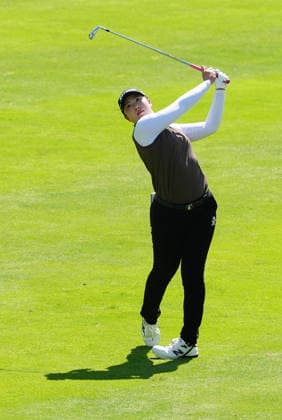 BELMONT, MI - JUNE 20: LPGA, Golf Damen golfer Rio Takeda plays her second shot on the 16th hole on June 20, 2026, during the third round of the LPGA Meijer LPGA Classic for Simply Give at Blythefield Country Club in Belmont, Michigan. (Photo by Brian Spurlock Icon Sportswire) GOLF: JUN 20 LPGA Meijer LPGA Classic for Simply Give EDITORIAL USE ONLY Icon26062071