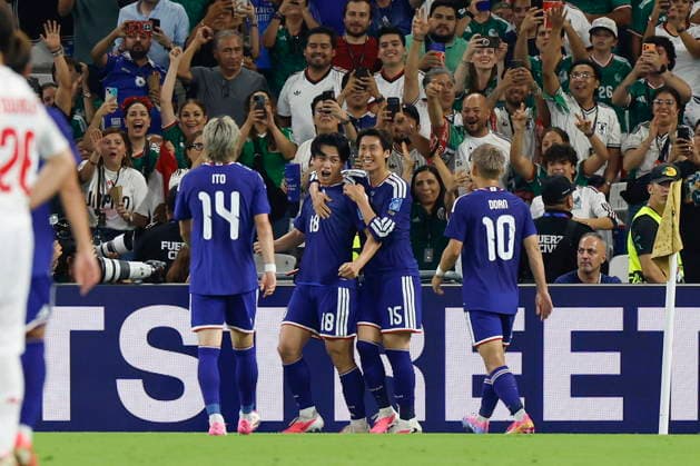 FIFA World Cup, WM, Weltmeisterschaft, Fussball 2026 - Group F - Tunisia vs. Japan Ayase Ueda (C) of Japan celebrates a goal during the 2026 FIFA World Cup Group F soccer match between Tunisia and Japan at the at BBVA stadium in Monterrey, Mexico, 20 June 2026. Monterrey Mexico  Copyright: xSashenkaxGutiérrezx