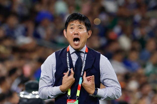 FIFA World Cup, WM, Weltmeisterschaft, Fussball 2026 - Group F - Tunisia vs. Japan Japan s head coach, Hajime Moriyasu, reacts during the 2026 FIFA World Cup Group F soccer match between Tunisia and Japan at the at BBVA stadium in Monterrey, Mexico, 20 June 2026. Monterrey Mexico  Copyright: xSashenkaxGutiérrezx