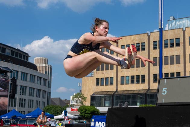 ESSEN, GERMANY - JUNE 20: Dangelmaier Enie (LAZ Rhede, GER - Long Jump) during the Tag der Überflieger at Essen on June 20, 2026 in Essen, Germany. Germany Copyright: xPeterxWeberx