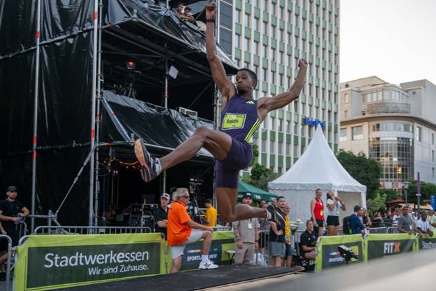 ESSEN, GERMANY - JUNE 20: BaldÃ Gerson (Portugal, POR - Long Jump) during the Tag der Überflieger at Essen on June 20, 2026 in Essen, Germany. Germany Copyright: xPeterxWeberx