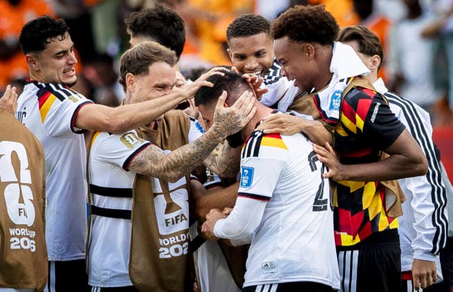 Toronto, Canada 20th Jun 2026. Final celebration: Aleksandar Pavlovic (GER) David Raum (GER) Malick Thiaw (GER) Assan Ouedraogo (GER) Germany - Ivory Coast World Cup Deutschland - Elfenbeinküste 20.06.2026 *** Toronto, Canada, June 20, 2026 Final celebration Aleksandar Pavlovic (GER) David Raum (GER) Malick Thiaw (GER) Assan Ouedraogo (GER) Germany Ivory Coast World Cup Germany Ivory Coast June 20, 2026,detected_source_language