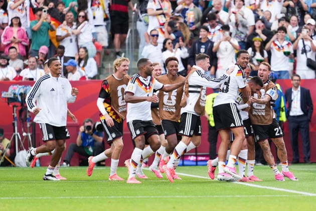 Ivory Coast vs Germany FIFA World Cup, WM, Weltmeisterschaft, Fussball Group G Match Germany national team, Nationalteam celebrating after Deniz Undav 26 of Germany scores the victory goal during the 2026 FIFA World Cup Group E match between Germany and Ivory Coast at Toronto Stadium. on June 20, 2026 in Toronto, Canada. (Photo by Leonardo Ramirez Eyepix Group) Copyright: xLeonardoxRamirezx xEyepixxGroupx LR20062026-00375