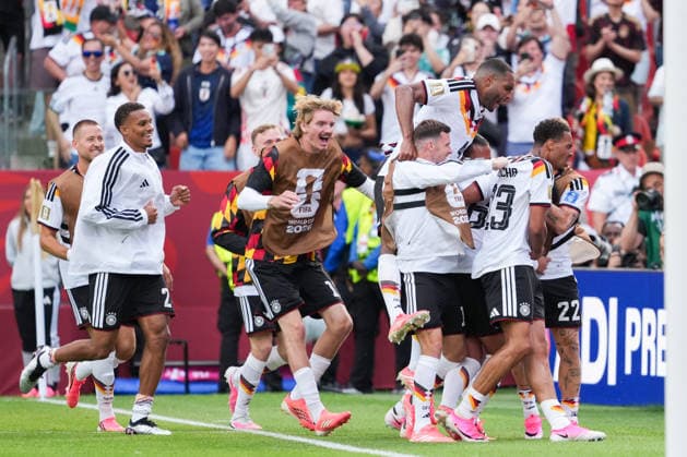 Ivory Coast vs Germany FIFA World Cup, WM, Weltmeisterschaft, Fussball Group G Match Germany national team, Nationalteam celebrating after Deniz Undav 26 of Germany scores the victory goal during the 2026 FIFA World Cup Group E match between Germany and Ivory Coast at Toronto Stadium. on June 20, 2026 in Toronto, Canada. (Photo by Leonardo Ramirez Eyepix Group) Copyright: xLeonardoxRamirezx xEyepixxGroupx LR20062026-00396