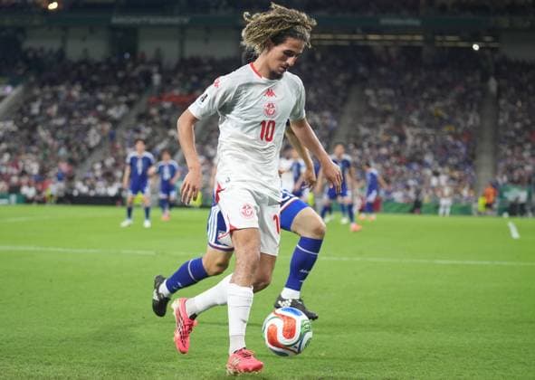 Tunisia v Japan - FIFA World Cup, WM, Weltmeisterschaft, Fussball 2026 - Group F MONTERREY, MEXICO - JUNE 20: Hannibal Mejbri (10) of Tunisia in action during the 2026 FIFA World Cup First Stage Group F match between Tunisia and Japan at Estadio BBVA (Monterrey Stadium) in Monterrey, Mexico on June 20, 2026. Juancho Torres Anadolu Nuevo Leon Mexico. Editorial use only. Please get in touch for any other usage.  Copyright: x2026xAnadoluxJuanchoxTorresx