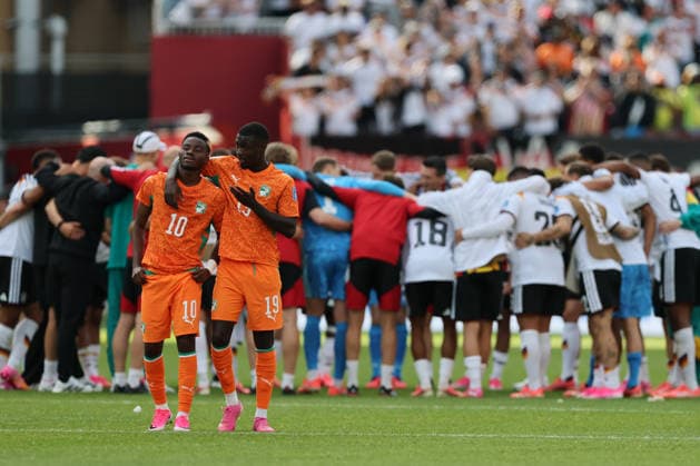 Toronto, Canada - 20 June: Simon Adingra 10 of Cote d Ivoire and Nicolas Pepe 19 of Cote d Ivoire look dejected during the FIFA World Cup, WM, Weltmeisterschaft, Fussball 2026 match between Germany vs Cote d Ivoire at Toronto Stadium on 20 June 2026. Copyright: xOPAxImagesxMohammadxKaramalix