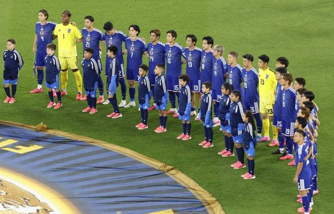 Football: 2026 World Cup Japan players line up ahead of a World Cup Group F football match against Tunisia at Monterrey Stadium in Guadalupe, Mexico, on June 20, 2026.  A14AA0005619591P