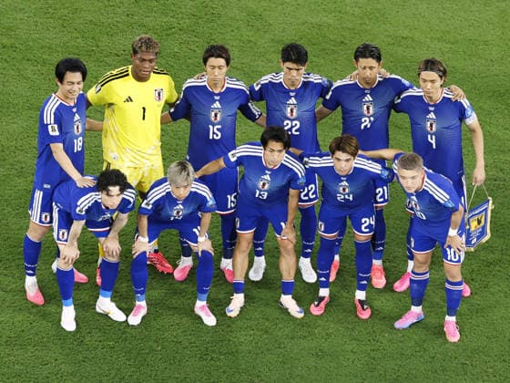 Football: 2026 World Cup Japan s starting XI pose for a team photo ahead of a World Cup Group F football match against Tunisia at Monterrey Stadium in Guadalupe, Mexico, on June 20, 2026.  A14AA0005619592P