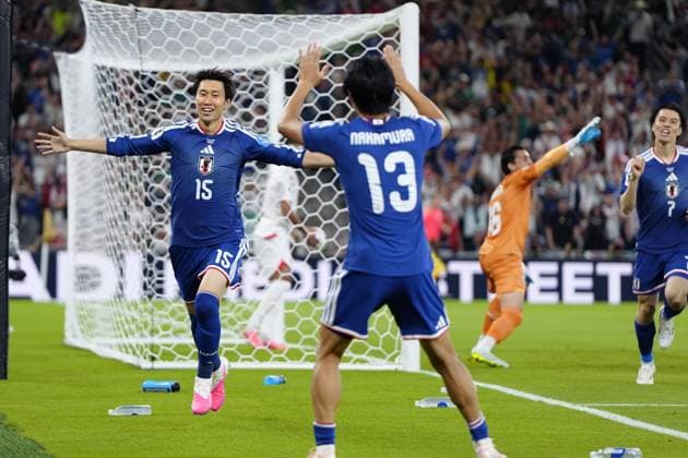 Football: 2026 World Cup Japan s Daichi Kamada (15) reacts after scoring the opening goal in the first half of a World Cup Group F football match against Tunisia at Monterrey Stadium in Guadalupe, Mexico, on June 20, 2026.  A14AA0005619595P