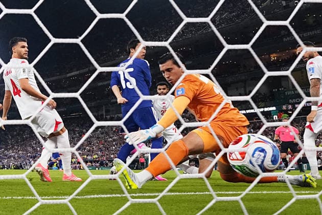 Football: 2026 World Cup Japan s Daichi Kamada (15) scores the opening goal in the first half of a World Cup Group F football match against Tunisia at Monterrey Stadium in Guadalupe, Mexico, on June 20, 2026.  A14AA0005619629P