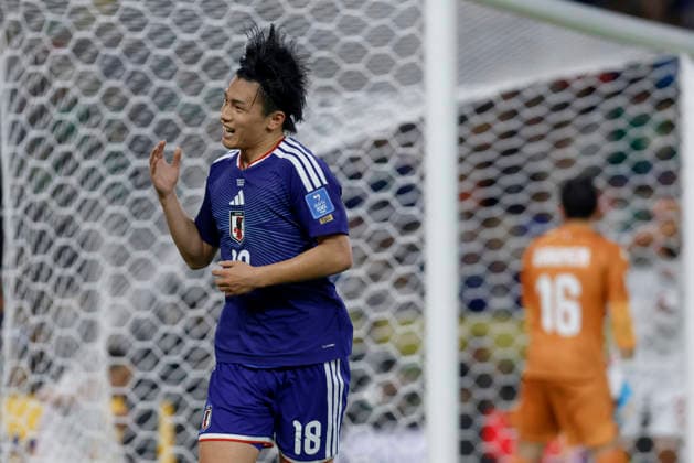 June 20, 2026, Guadalupe, Nuevo Leon, Mexico: A. Ueda of Japan celebrates a goal against Tunisia, during the match between Tunisia and Japan for the 2nd round of the group F of the FIFA World Cup, WM, Weltmeisterschaft, Fussball 2026, at Monterrey Stadium. Guadalupe Mexico - ZUMAo125 20260620_zip_o125_022 Copyright: xAntonioxOjedax
