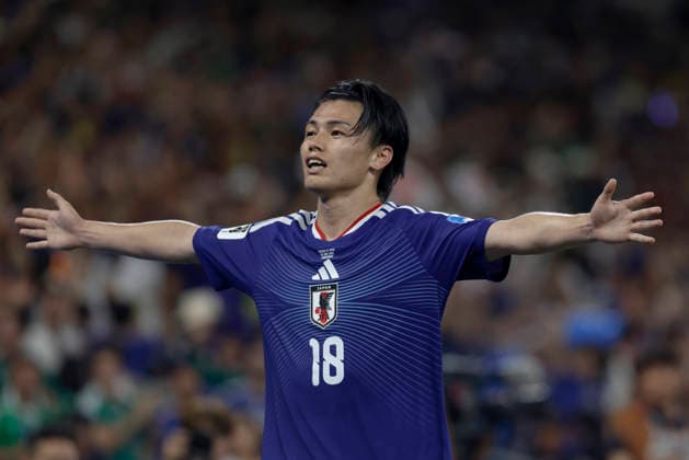 June 20, 2026, Guadalupe, Nuevo Leon, Mexico: A. Ueda of Japan celebrates a goal against Tunisia, during the match between Tunisia and Japan for the 2nd round of the group F of the FIFA World Cup, WM, Weltmeisterschaft, Fussball 2026, at Monterrey Stadium. FIFA World Cup 2026: Tunisia Vs Japan  - ZUMAo125 20260620_zip_o125_024 Copyright: xAntonioxOjedax