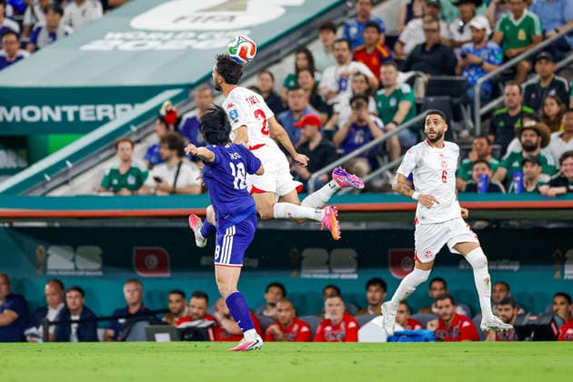 FIFA World Cup, WM, Weltmeisterschaft, Fussball 2026 TUNISIA VS JAPAN FIFA WORLD CUP 2026 TUNISIA VS JAPAN TUNISIA VS JAPAN 20062026 MONTERREY, NUEVO LEON. Action photo of Ayase Ueda (18) of Japan and Ali Abdi (2) of Tunisia, during Round 1 Group F game of the FIFA World Cup 2026, held at the Estadio Monterrey of Monterrey, Nuevo Leon. Foto de accion de Ayase Ueda (18) de Japon y Ali Abdi (2) de Tunez, durante juego de Ronda 1 del Grupo F de la Copa del Mundo 2026 de la FIFA, celebrado en el Estadio Monterrey de Monterrey, Nuevo Leon. PHOTO BY IMAGENSHOP AGENCIA FOTOGRAFICA MONTERREY NUEVO LEON MEXICO *** FIFA WORLD CUP 2026 TUNISIA VS JAPAN FIFA WORLD CUP 2026 TUNISIA VS JAPAN TUNISIA VS JAPAN 20062026 MONTERREY, NUEVO LEON Action photo of Ayase Ueda (No. 18) of Japan and Ali Abdi (No. 2) of Tunisia during the Round 1 Group F match of the 2026 FIFA World Cup, held at Estadio Monterrey in Monterrey, Nuevo León Action photo of Ayase Ueda (No. 18) of Japan and Ali Abdi (No. 2) of Tunisia, during a Round 1 Group F match of the 2026 FIFA World Cup, held at the Estadio Monterrey in Monterrey, Nuevo León. PHOTO BY IMAGENSHOP PHOTO AGENCY MONTERREY, NUEVO LEÓN, MEXICO,detected_source_language Copyright: xYOALIxMARTINEZx