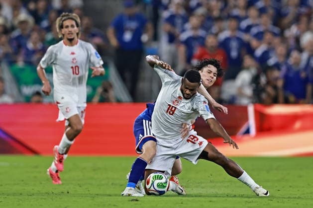 June 20, 2026, Monterrey, Mexico: Rayan Ellouni of Tunisia battles for possession ball with Ao Tanaka of Japan during the match between Tunisia and Japan for the 2st round of the group F of the FIFA World Cup, WM, Weltmeisterschaft, Fussball 2026 at Monterrey Stadium on June 20, 2026 in Monterrey, Mexico. Photo: DiaEsportivo FIFA World Cup 2026, Tunisia Vs Japan, Monterrey, Mexico  - ZUMAh208 20260620_zsp_h208_079 Copyright: xHeulerxAndreyx