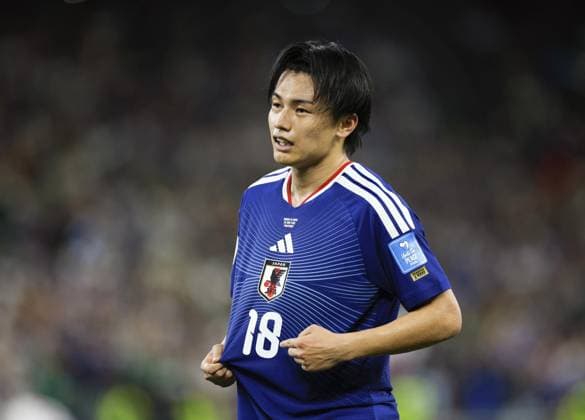 Football: 2026 World Cup Japan s Ayase Ueda reacts after scoring the team s fourth goal with a header in the second half of a World Cup Group F football match against Tunisia at Monterrey Stadium in Guadalupe, Mexico, on June 20, 2026.  A14AA0005619657P