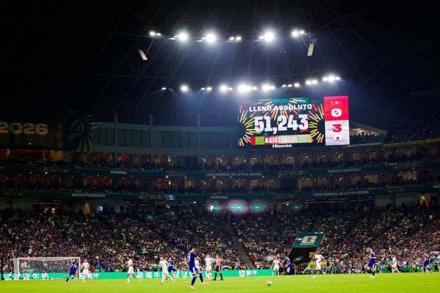 FIFA World Cup, WM, Weltmeisterschaft, Fussball 2026 TUNISIA VS JAPAN FIFA WORLD CUP 2026 TUNISIA VS JAPAN TUNISIA VS JAPAN 20062026 MONTERREY, NUEVO LEON. Photo of the announcement of full house, during Round 1 Group F game of the FIFA World Cup 2026, held at the Estadio Monterrey of Monterrey, Nuevo Leon. Foto del anuncio de estadio lleno, durante juego de Ronda 1 del Grupo F de la Copa del Mundo 2026 de la FIFA, celebrado en el Estadio Monterrey de Monterrey, Nuevo Leon. PHOTO BY IMAGENSHOP AGENCIA FOTOGRAFICA MONTERREY NUEVO LEON MEXICO *** FIFA WORLD CUP 2026 TUNISIA VS JAPAN FIFA WORLD CUP 2026 TUNISIA VS JAPAN TUNISIA VS JAPAN 20062026 MONTERREY, NUEVO LEON Photo of the announcement of a full house during the Round 1 Group F match of the 2026 FIFA World Cup, held at Estadio Monterrey in Monterrey, Nuevo Leon Photo of the announcement of a full stadium, during a Round 1 Group F match of the 2026 FIFA World Cup, held at the Estadio Monterrey in Monterrey, Nuevo León PHOTO BY IMAGENSHOP PHOTO AGENCY MONTERREY, NUEVO LEÓN, MEXICO,detected_source_language Copyright: xYOALIxMARTINEZx