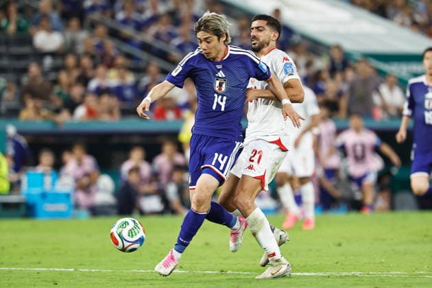 (L-R) Junya Ito (JPN), Mohamed Amine Ben Hamida (TUN), JUNE 20, 2026 - Football Soccer : FIFA World Cup, WM, Weltmeisterschaft, Fussball 2026 match between Tunisia - Japan at the Monterrey Stadium in Monterrey, Mexico. Noxthirdxpartyxsales  aflo_335216375 MutsuxKawamorix