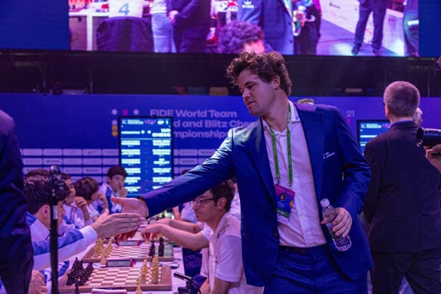 June 21, 2026, Hong Kong, Hong Kong, China: MAGNUS CARLSEN (NOR) before the Blitz quarterfinals of the 2026 FIDE World Team Rapid and Blitz Chess Championship in Hong Kong. Hong Kong China - ZUMAm298 0859646209st Copyright: xJamesxModestox