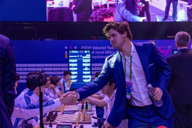 June 21, 2026, Hong Kong, Hong Kong, China: MAGNUS CARLSEN (NOR) before the Blitz quarterfinals of the 2026 FIDE World Team Rapid and Blitz Chess Championship in Hong Kong. Hong Kong China - ZUMAm298 0859646299st Copyright: xJamesxModestox