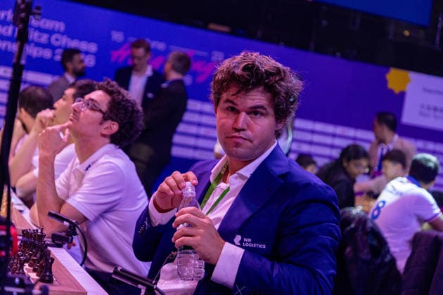 June 21, 2026, Hong Kong, Hong Kong, China: MAGNUS CARLSEN (NOR) before the Blitz quarterfinals of the 2026 FIDE World Team Rapid and Blitz Chess Championship in Hong Kong. Hong Kong China - ZUMAm298 0859646468st Copyright: xJamesxModestox