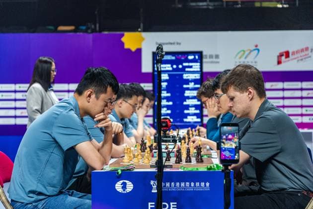 June 21, 2026, Hong Kong, Hong Kong, China: DING LIREN (CHI) duels VLADISLAV ARTEMIEV (RUS) during the Blitz quarterfinals at the 2026 FIDE World Team Rapid and Blitz Chess Championship in Hong Kong. Hong Kong China - ZUMAm298 0859646501st Copyright: xJamesxModestox