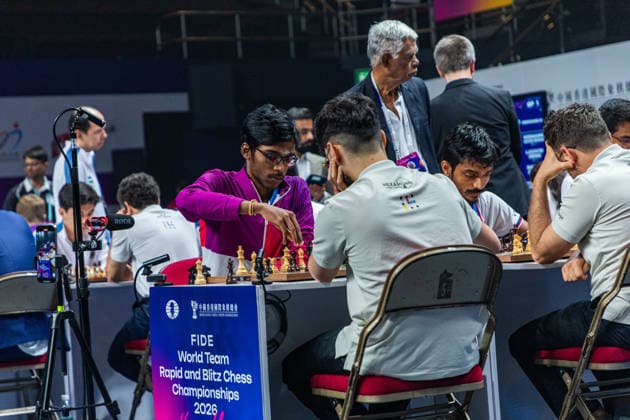 June 21, 2026, Hong Kong, Hong Kong, China: RAMESHBABU PRAGGNANANDHAA (IND) duels ALIREZA FIROUZJA (FRA) during the Blitz quarterfinals at the 2026 FIDE World Team Rapid and Blitz Chess Championship in Hong Kong. Hong Kong China - ZUMAm298 0859646862st Copyright: xJamesxModestox