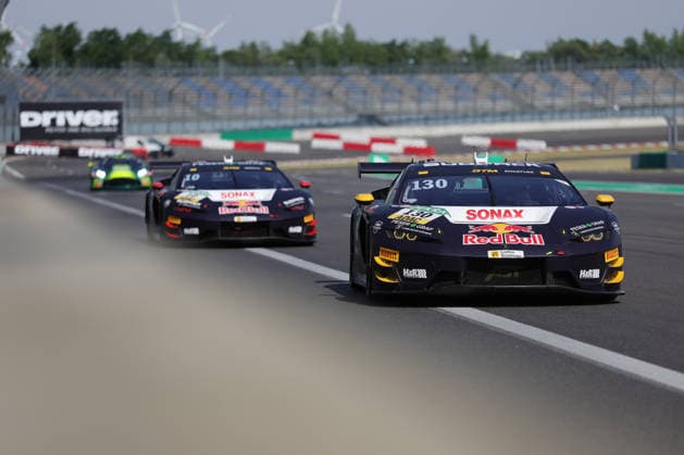 Luca Engstler (D Red Bull Team Abt, 130), Lamborghini Temerario GT3 in front of Marco Mapelli (I Red Bull Team Abt, 10), Lamborghini Temerario GT3, DTM (German Touring Car Championship) - Round 3 - Race2- Qualifying 2, DEKRA Lausitzring on 21.06.2026. Brandenburg Deutschland Copyright: xO.Franke,xSportblen.dex
