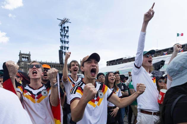 Germany Vs Ivory Coast Fan Fest At The Zocalo In Mexico City Supporters and fans of various nationalities watch the 2026 FIFA World Cup, WM, Weltmeisterschaft, Fussball match between Germany and Ivory Coast at the Fan Fest set up in the Zocalo in Mexico City, Mexico, on June 20, 2026. Attendees celebrate Germany s 2-1 victory in the Group E match while participating in activities organized for fans throughout the tournament. Mexico City Mexico  Copyright: xCristianxLeyvax originalFilename:leyva-notitle260620_npKzz.jpg