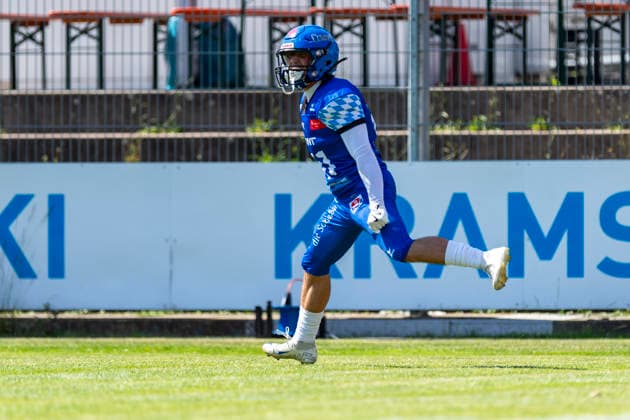 Touchdown-Jubel von Elias Kraljevic (Allgaeu Comets, WR, 11) GER, Pforzheim Wilddogs vs Allgaeu Comets, American Football, GFL, Saison 2026, Week 07, 20.06.2026, GER, Pforzheim Wilddogs vs Allgaeu Comets, American Football, GFL, Saison 2026, Week 07, 20.06.2026, Pforzheim *** Touchdown celebration by Elias Kraljevic, Allgäu Comets, WR, 11 GER, Pforzheim Wilddogs vs. Allgäu Comets, American football, GFL, 2026 season, Week 07, June 20, 2026, GER, Pforzheim Wilddogs vs. Allgäu Comets, American football, GFL, 2026 season, Week 07, June 20, 2026, Pforzheim,detected_source_language Copyright: xEibner-Pressefoto FlorianxWolfx EP_FWF
