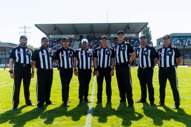 Teambild Schiedsrichter GER, Pforzheim Wilddogs vs Allgaeu Comets, American Football, GFL, Saison 2026, Week 07, 20.06.2026, GER, Pforzheim Wilddogs vs Allgaeu Comets, American Football, GFL, Saison 2026, Week 07, 20.06.2026, Pforzheim *** Referee Team GER, Pforzheim Wilddogs vs. Allgäu Comets, American Football, GFL, 2026 Season, Week 07, June 20, 2026, GER, Pforzheim Wilddogs vs. Allgäu Comets, American football, GFL, 2026 season, Week 07, June 20, 2026, Pforzheim,detected_source_language Copyright: xEibner-Pressefoto FlorianxWolfx EP_FWF