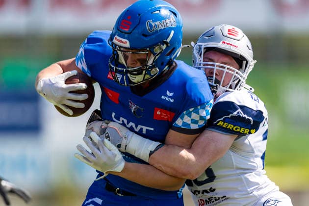 Leon Knoop (Allgaeu Comets, TE, 83) GER, Pforzheim Wilddogs vs Allgaeu Comets, American Football, GFL, Saison 2026, Week 07, 20.06.2026, GER, Pforzheim Wilddogs vs Allgaeu Comets, American Football, GFL, Saison 2026, Week 07, 20.06.2026, Pforzheim *** Leon Knoop, Allgäu Comets, TE, 83 GER, Pforzheim Wilddogs vs. Allgäu Comets, American Football, GFL, 2026 Season, Week 07, June 20, 2026, GER, Pforzheim Wilddogs vs. Allgäu Comets, American Football, GFL, 2026 Season, Week 07, June 20, 2026, Pforzheim,detected_source_language Copyright: xEibner-Pressefoto FlorianxWolfx EP_FWF