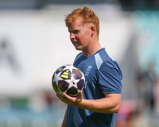 LONDON, ENGLAND - JUNE 21: James Rew of England before day 5 of the 2nd Rothesay Test Match between England and New Zealand at The Kia Oval on June 21, 2026 in London, England.  Copyright: xJayxPatel SPPx Sportspressphoto_SPR172491