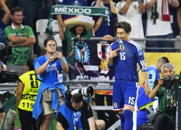 Fußball, FIFA WM 2026, Tunesien - Japan #7 Football: 2026 World Cup Japan s Daichi Kamada (15) reacts after scoring the opening goal in the first half of a World Cup Group F football match against Tunisia at Monterrey Stadium in Guadalupe, Mexico, on June 20, 2026.  A14AA0005619691P