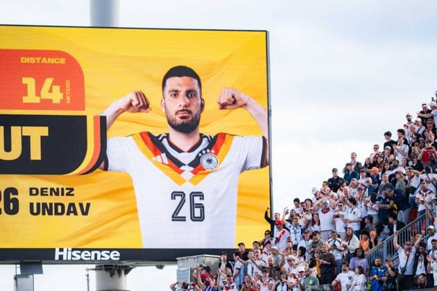 FIFA Fussball Weltmeisterschaft 2026, Gruppe E, Spiel 2, Deutschland vs Elfenbeinküste, 20.06.2026 im Toronto Stadium, Toronto Deniz Undav (Deutschland) Tor zum 2:1 auf der Anzeigetafel im Stadion *** 2026 FIFA World Cup, Group E, Match 2, Germany vs. Ivory Coast, June 20, 2026, at Toronto Stadium, Toronto. Deniz Undav of Germany scores, bringing the score to 2–1 on the stadium scoreboard.,detected_source_language Copyright: xBahhoxKarax