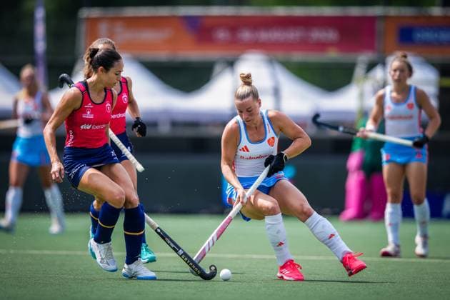 ROTTERDAM, 21-06-2026, HC Rotterdam, FIH Hockey Pro League Women, Season 2025-2026. Match between Netherlands and Spain (2nd match) , Picture shows Netherlands player Marleen Jochems Netherlands - Spain (2nd match)  x204525794x Copyright: