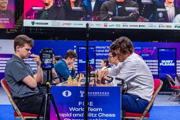 June 21, 2026, Hong Kong, Hong Kong, China: Mr Birdie and friends and WR Chess before the Blitz semifinals tiebreaker of the 2026 FIDE World Team Rapid and Blitz Chess Championship in Hong Kong. Hong Kong China - ZUMAm298 0859656124st Copyright: xJamesxModestox