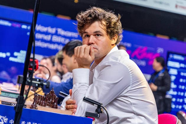 June 21, 2026, Hong Kong, Hong Kong, China: MAGNUS CARLSEN (NOR) before the Blitz semifinals tiebreaker against Mr Birdie and friends at the 2026 FIDE World Team Rapid and Blitz Chess Championship in Hong Kong. WR Chess won the tiebreaker and faces Team MGD1 for fifth place. Hong Kong China - ZUMAm298 0859656304st Copyright: xJamesxModestox