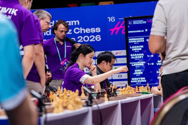 June 21, 2026, Hong Kong, Hong Kong, China: ZHU JINER (CHI) at the Blitz semifinals of the 2026 FIDE World Team Rapid and Blitz Chess Championship in Hong Kong. Endgame.AI beat Hexamind Chess Team to enter the Blitz finals at the 2026 FIDE World Team Rapid and Blitz Chess Championship in Hong Kong. Hong Kong China - ZUMAm298 0859658246st Copyright: xJamesxModestox