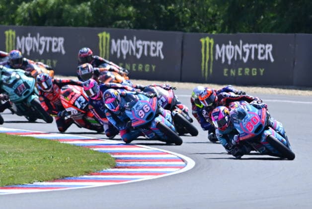 Czech Republic motorcycle Grand Prix, MotoGP World Championship, WM, Weltmeisterschaft Moto2 category, in Brno, Czech Republic, on June 21, 2026. David Alonso of Columbia, right, CFMOTO Inde Aspar Team. (CTKxPhoto VaclavxSalek) CTKPhotoP2026062103038  CTKPhotoP2026062103038