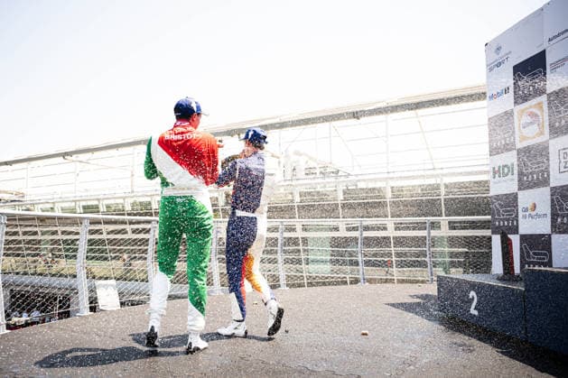 IPA85907826 - Podium celebration for Andrea Bristot and Pietro Delli Guanti - Porsche Carrera Cup Italia Rounds 5-6. At the Autodromo di Monza in Monza, MB. On June 20, 2026.  Copyright: xRiccardoxSpadettoxDexPaulis IPAxSportx xx 85907826