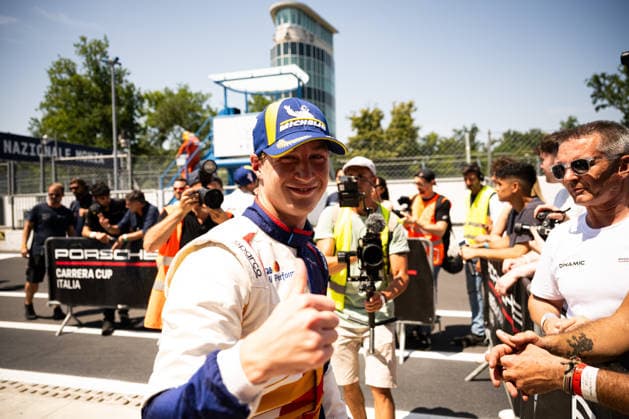 IPA85907831 - Pietro Delli Guanti (ITA) finished second in Rounds 5–6 of the Porsche Carrera Cup Italia. At the Autodromo di Monza in Monza, MB. On June 20, 2026.  Copyright: xRiccardoxSpadettoxDexPaulis IPAxSportx xx 85907831