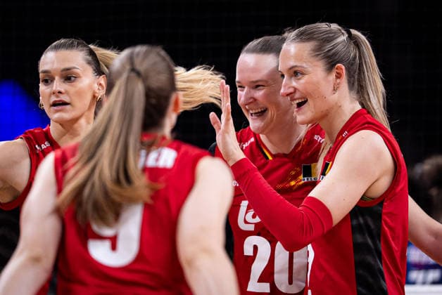 Belgium v France - 2026 FIVB Volleyball Women s Nations League ANKARA, TURKIYE - JUNE 21: Belgium players celebrate after winning a point during the 2026 FIVB Volleyball Women s Nations League second-week match between Belgium and France at Ankara Sports Hall in Ankara, Turkiye, on June 21, 2026. Betül Abali Anadolu Ankara Turkey. Editorial use only. Please get in touch for any other usage.  Copyright: x2026xAnadoluxBetülxAbalÄ±x