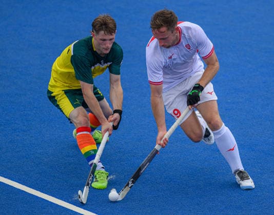 England Men v Australia Men Men s FIH Pro League David Goodfield of England Men in action against Australia Men during the Men s FIH Pro League match at Lee Valley Hockey Tennis Centre, Stratford 21 06 2026 UK Newspapers OUT Copyright: xGraemexWilcocksonx FIL-23567-0001