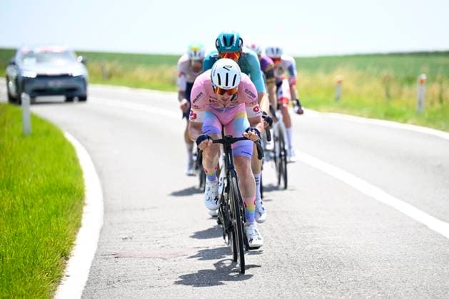 Baloise Belgium Tour 2026 Stage 5 HOEILAART, BELGIUM - JUNE 21 : Baguelin Jocelyn (FRA) of Aarco leading the escape pack during stage 5 of the 95th edition of Baloise Tour of Belgium an UCI ProSeries 2.Pro cycling road race stage for Men Elite of 183.6 km with start in Gingelom and finish in Hoeilaart on June 21, 2026 in Hoeilaart, Belgium, 21 06 2026 ( Motordriver Stephan Boone - Hoeilaart Belgium  Copyright: xTomasxSiskx