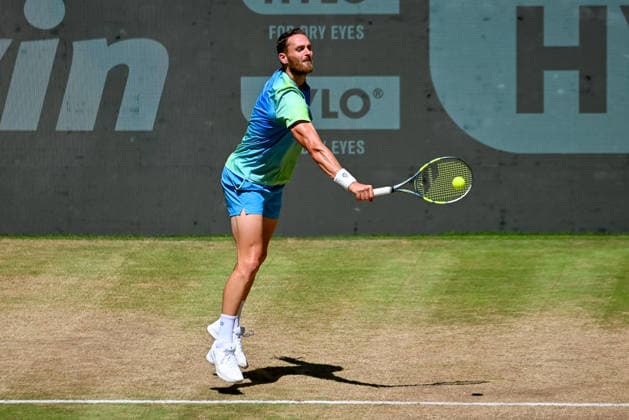 Albano Olivetti (FRA) spielt Rueckhand TERRA WORTMANN Open 2026, Tennis, ATP, Tennis Herren Tennis Herren 500, Turnier, Hauptfeld, Finale, Doppel, 21.06.2026, TERRA WORTMANN Open 2026, Tennis, ATP, Tennis Herren 500, Turnier, Hauptfeld, Finale, Doppel, 21.06.2026 Halle *** Albano Olivetti (FRA) plays a backhand at the TERRA WORTMANN Open 2026, Tennis, ATP, Mens 500, Tournament, Main Draw, Final, Doubles, June 21, 2026, TERRA WORTMANN Open 2026, Tennis, ATP, Mens 500, Tournament, Main Draw, Final, Doubles, June 21, 2026, Indoor,detected_source_language Copyright: xEibner-Pressefoto RobertxGertzenx EP_RGN