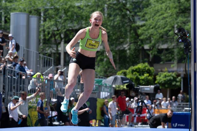 ESSEN, GERMANY - JUNE 21: Evers Carolin (SV Werder Bremen, GER - High Jump) during the Tag der Überflieger at Essen on June 21, 2026 in Essen, Germany. Germany Copyright: xPeterxWeberx