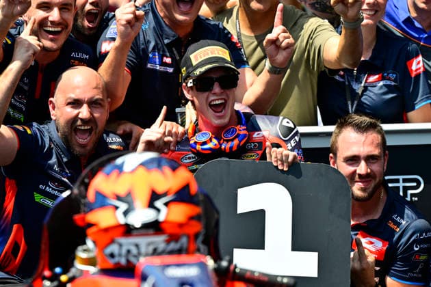 Czech Republic motorcycle Grand Prix, MotoGP World Championship, WM, Weltmeisterschaft Moto2 category, in Brno, Czech Republic, on June 21, 2026. Winner Ivan Ortola of Spain, QJMotor-MSI Team. (CTKxPhoto VaclavxSalek) CTKPhotoP2026062103340  CTKPhotoP2026062103340